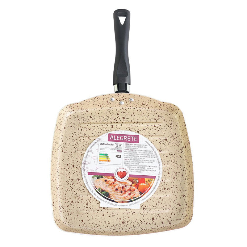 Frigideira Colore Grill Bistequeira 24cm Quadrada Bege Stone - Presente Park