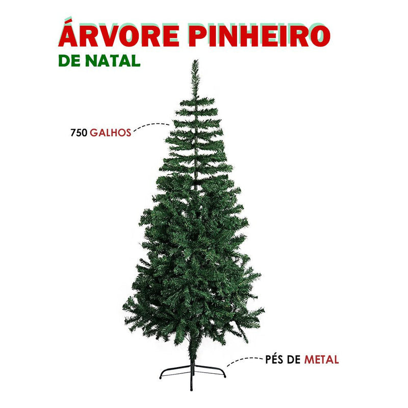 Árvore De Natal Pinheiro Luxo 1,80 Altura 750 Galhos - Presente Park