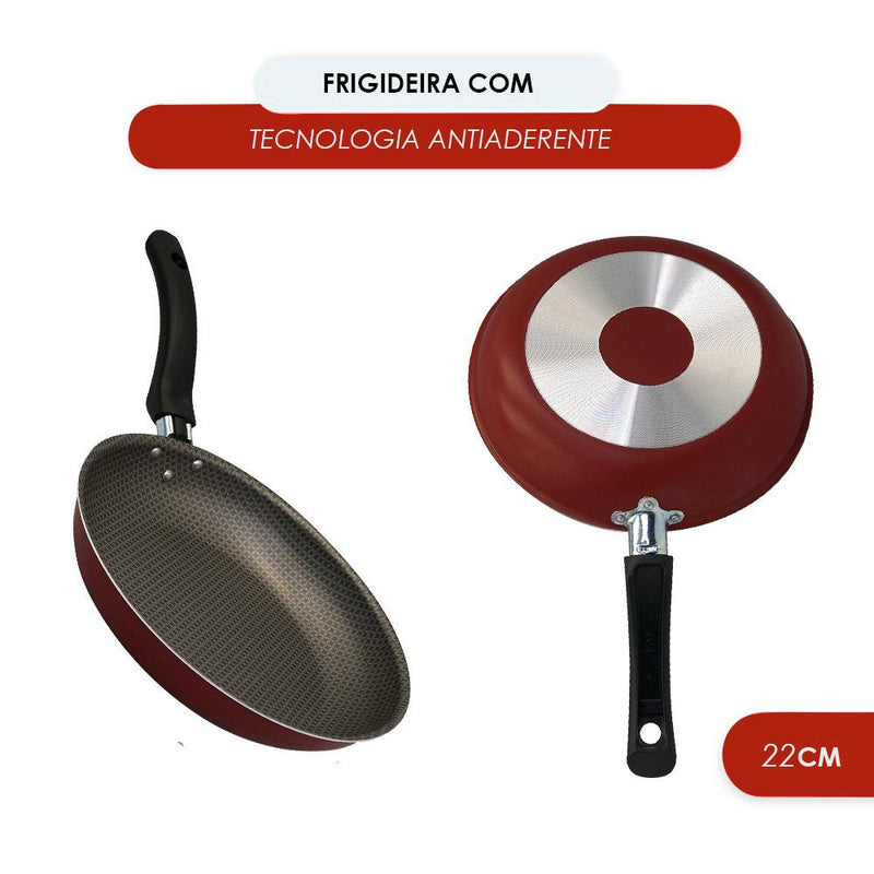 Frigideira Enjoy Francesa 22cm - Vermelho - Presente Park