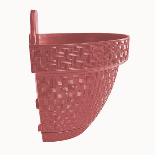 Vaso de Parede Meia Lua Rattan 3 Litros Terracota