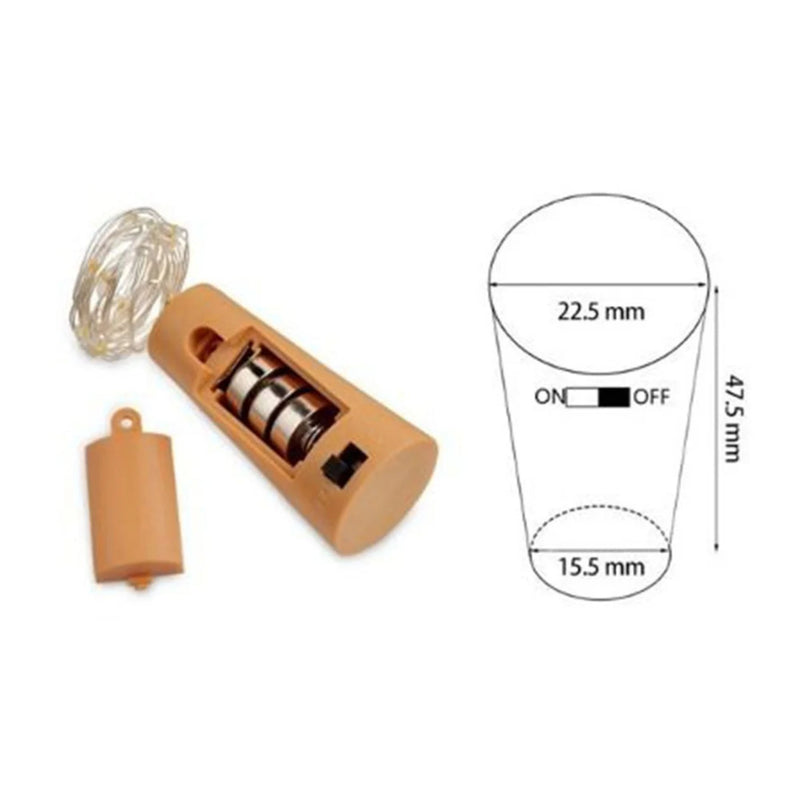 Cordão Pisca Pisca Led Fio de Fada Rolha para Garrafa 20L 2M Bateria Luz Iluminação Natal