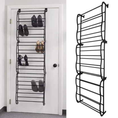 Sapateira Vertical de Parede e Porta para 36 Pares Preta