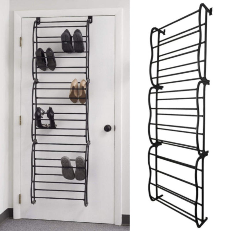 Sapateira Vertical de Parede e Porta para 36 Pares Preta - Presente Park