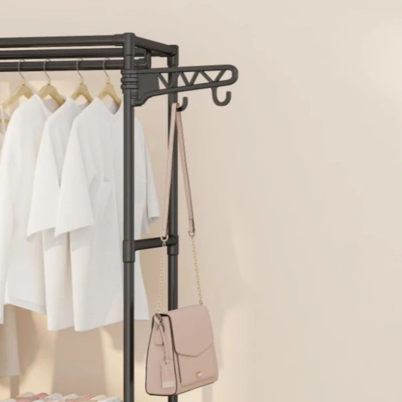 Guarda Roupa Portátil Aberto Arara Desmontável Multifuncional Sapateira de Chão 3 Colunas