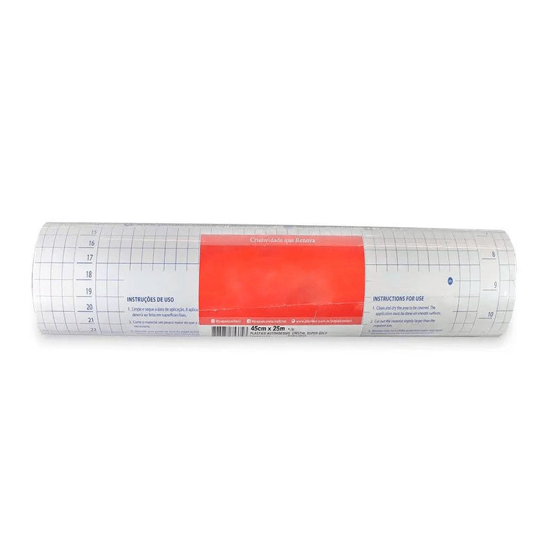 Papel Adesivo Contact Transparente Cristal 45cm X 25m - Presente Park