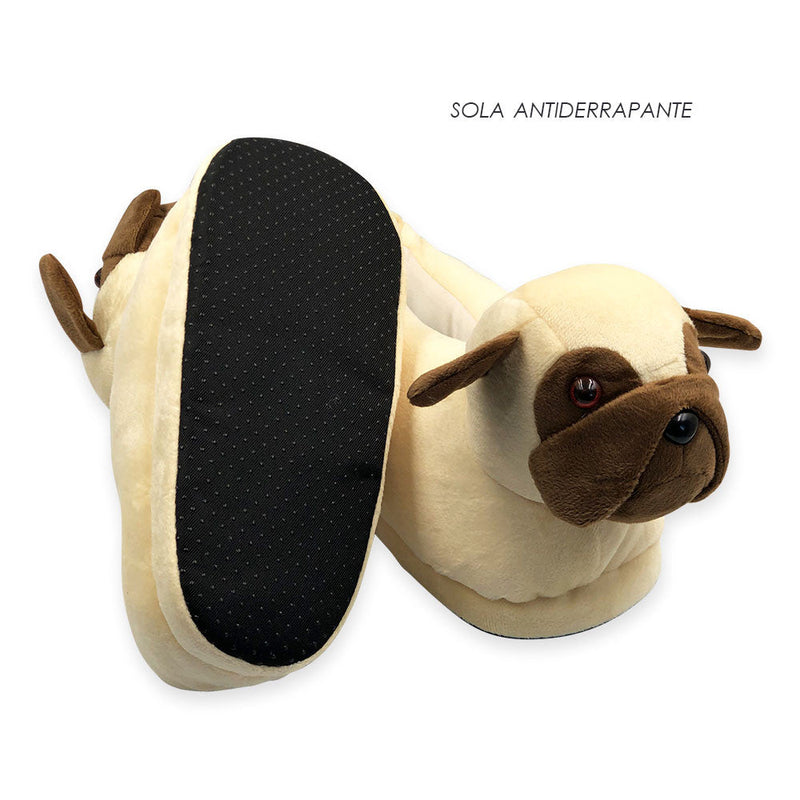 Pantufas de Cachorro Pug 3D Tamanho Único - Presente Park