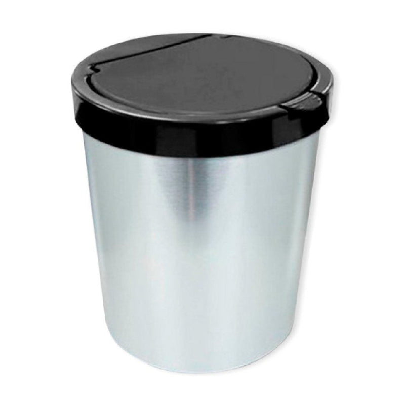 Lixeira Cesto 10 Litros Tampa Click Label Redonda Cor Prata Inox - Presente Park