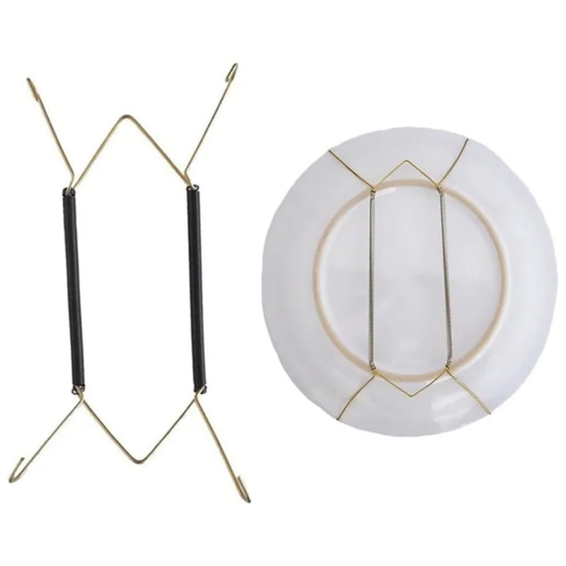 Suporte Gancho Com Mola Para Pendurar Pratos Decorativos Na Parede Em Arame De Aço 4 Garras