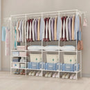 Guarda Roupa Portátil Aberto Arara Desmontável Multifuncional Sapateira de Chão 4 Colunas