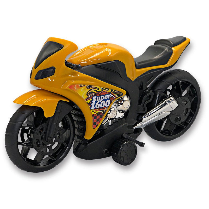 Super Moto 1600 Esportiva com Rodas com Fricção - Amarelo - Presente Park