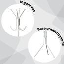 Cabideiro Mancebo de Chão Arara Tripé Alumínio 12 Ganchos Organizador para Roupas Chapéu Bolsa