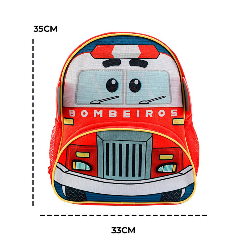 Mochila Infantil Com Alças - Bombeiro - Presente Park