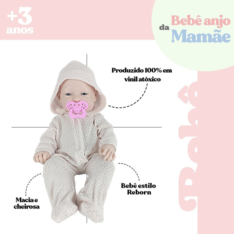 Boneca Bebê Reborn Anjo Com Macacão e Acessórios - Presente Park
