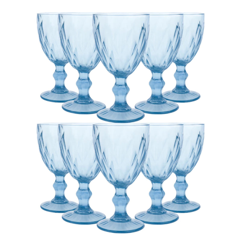 Jogo 12 Taças Diamond 330ml Vidro Reforçado Bico de Jaca Luxo para Água Vinho Suco