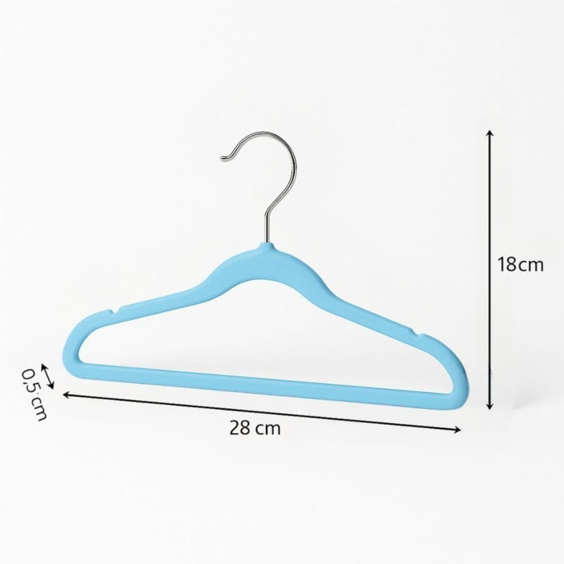 Kit 30 Cabide Infantil de Veludo Antideslizante Slim Ultrafino para Roupa Calça Camiseta de Bebe