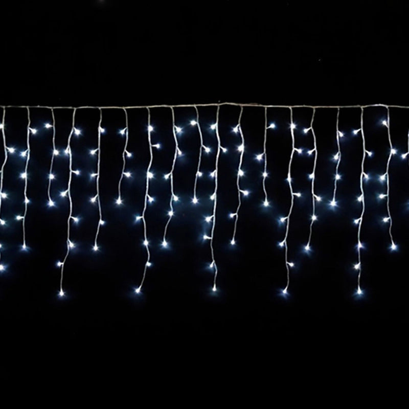 Cordão Pisca Pisca Led Cascata 200L 5M x 70CM 8 Modos 110V Tomada Natal Ano Novo Casamentos