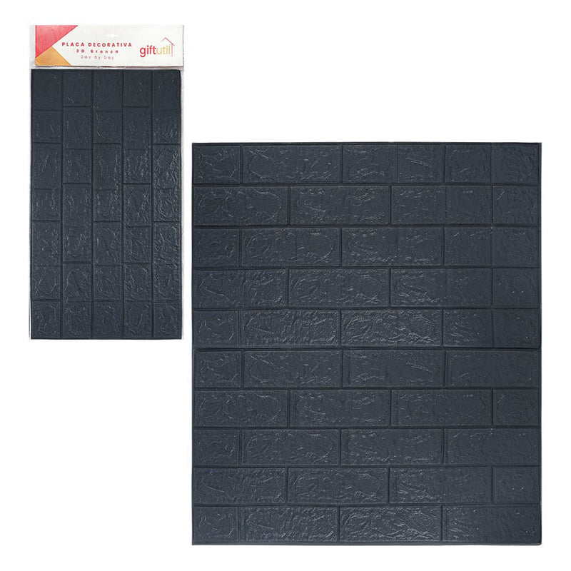 Placa Decorativa 3D 70X77CM Preta - Presente Park