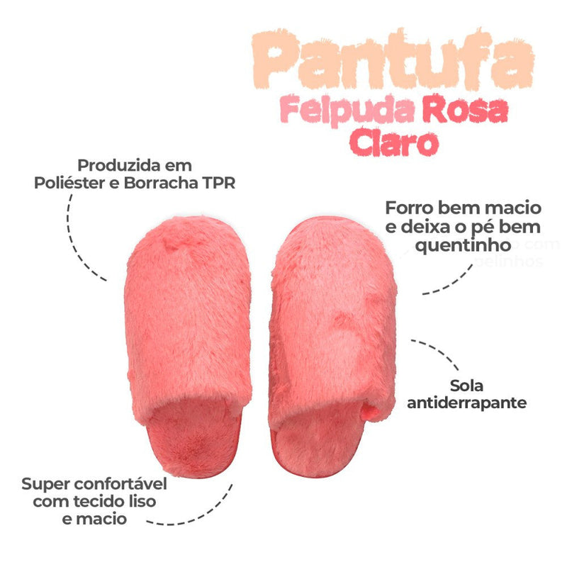 Pantufa Feminina Felpuda Rosa - Presente Park