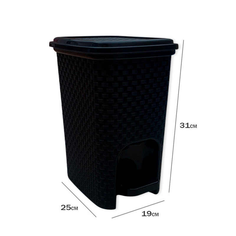 Lixeira com Pedal Trama Rattan 7 litros Preta - Presente Park
