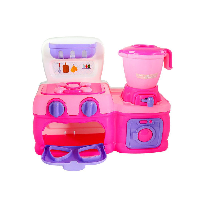 Mini Cozinha Rosa com Fogão, Forno, Liquidificador, Espátula e Outros Acessórios - Presente Park