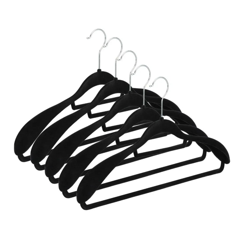 Kit 5 Cabide de Veludo Adulto com Ombreira Fixa para Camisa Terno Blazer Vestido Saia