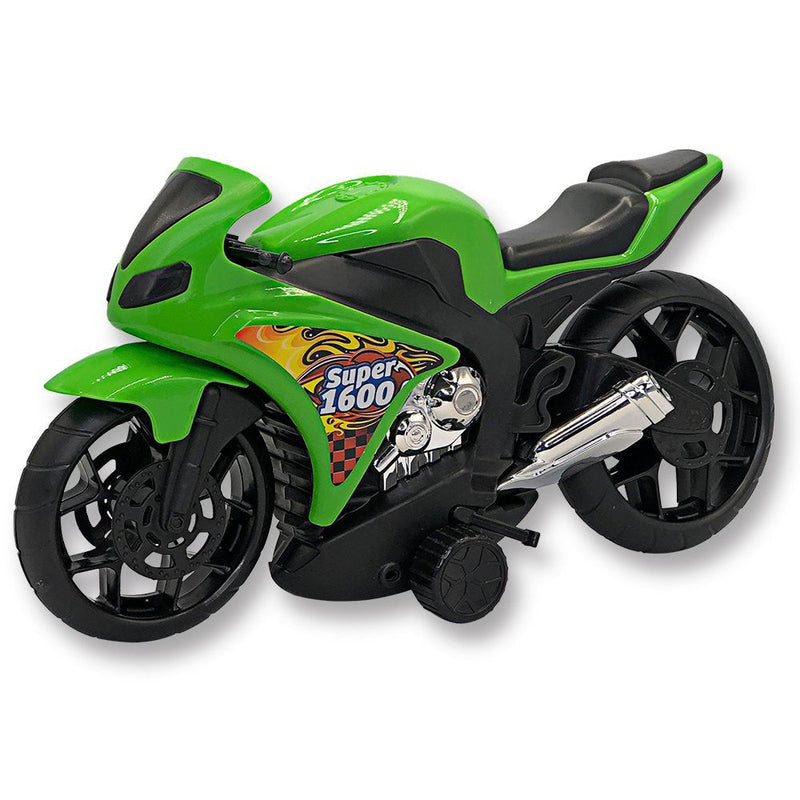 Super Moto 1600 Esportiva com Rodas com Fricção - Verde - Presente Park