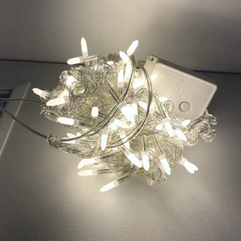 Cordão Pisca Pisca Led 100 Lampadas Leitosas 10M 8 Modos Iluminação Natal Casamentos Festas