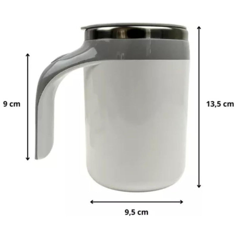 Caneca Copo Mixer Térmico Recarregável USB Inox Automático 380ml com Tampa para Shake Café