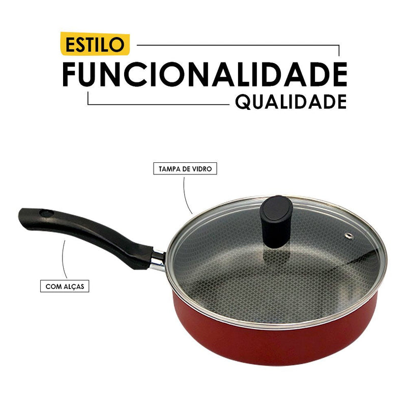 Frigideira Enjoy Reta 20cm com Tampa de Vidro - Presente Park