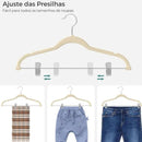 Kit 20 Cabide de Veludo Slim com Presilha de Metal Preto Cinza Bege Antiaderente Reforçado Elegante