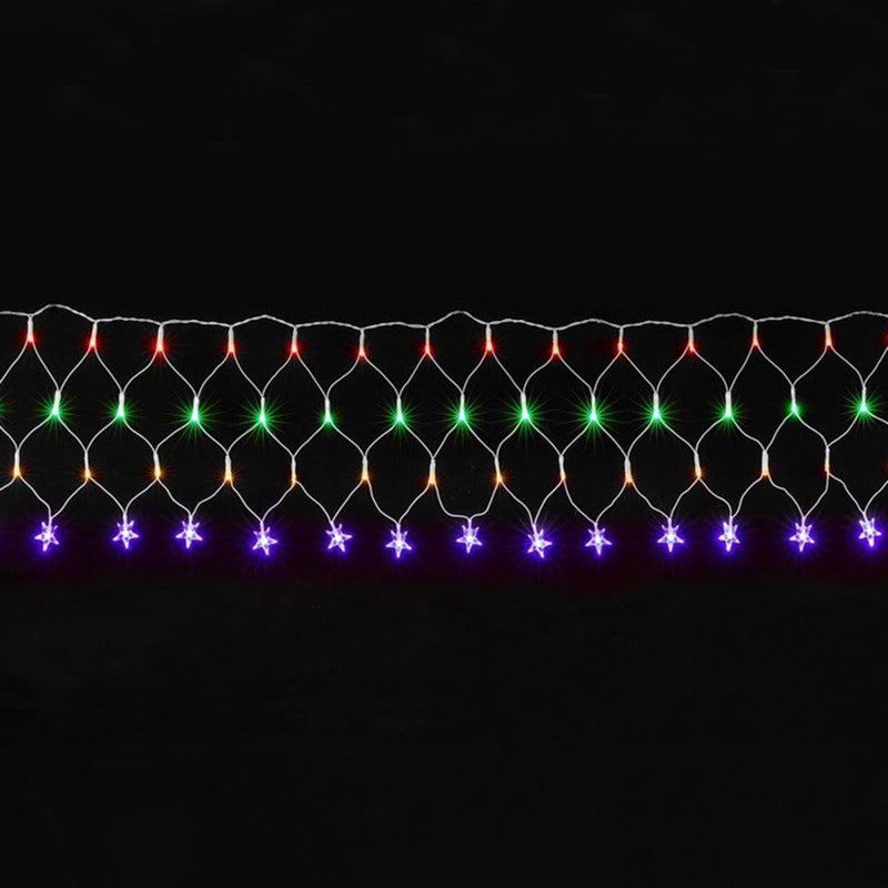 Cordão Pisca Pisca Led Rede com Estrela 120L 3,5M x 50CM 8 Modos 110V Natal Casamentos Festas
