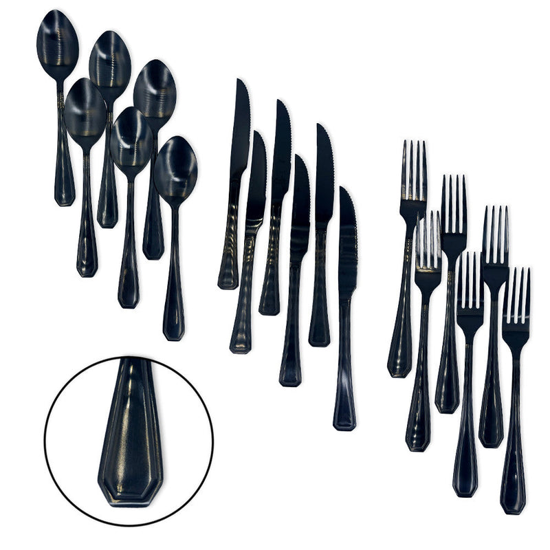 Faqueiro Conjunto Talheres Luxo Black 24 Peças Inoxidavel - Presente Park