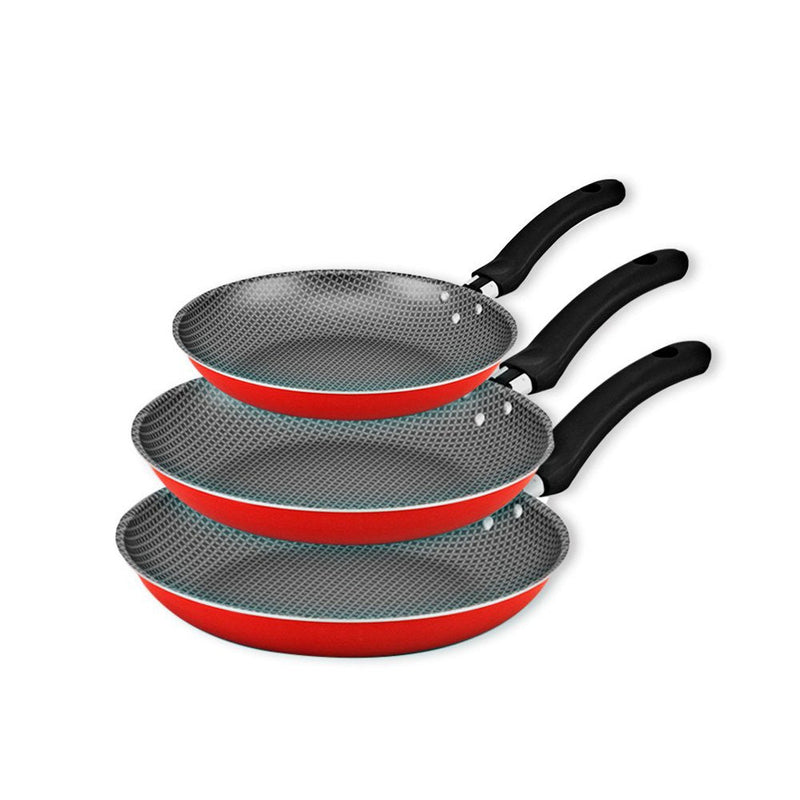 Kit 3 Frigideiras Antiaderente Vermelho Cereja - Presente Park