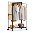 Cabideiro Duplo Arara de Roupas Móvel com Rodinhas Multiuso para Quarto Closet