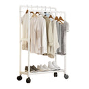 Cabideiro Duplo Arara de Roupas Móvel com Rodinhas Multiuso para Quarto Closet