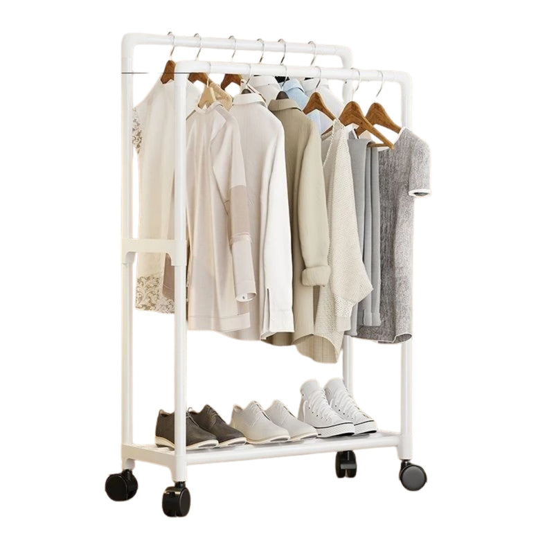 Cabideiro Duplo Arara de Roupas Móvel com Rodinhas Multiuso para Quarto Closet