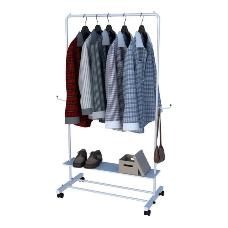 Cabideiro Arara de Roupa Aço Sapateira com Rodinhas para Quarto Closet Vitrine Loja