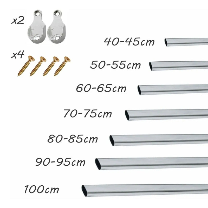 Tubo Cabideiro Oval Aço Cromado para Arara Guarda Roupa Closet