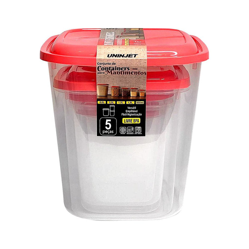 Kit Porta Mantimentos Com 5 Peças Uninjet - Rosa - Presente Park
