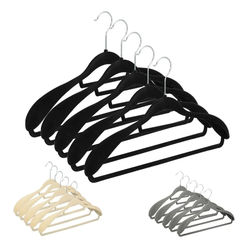 Kit 5 Cabide de Veludo Adulto com Ombreira Fixa para Camisa Terno Blazer Vestido Saia