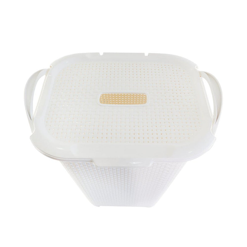 Cesto Rattan Tampa Basculada Branco - Presente Park