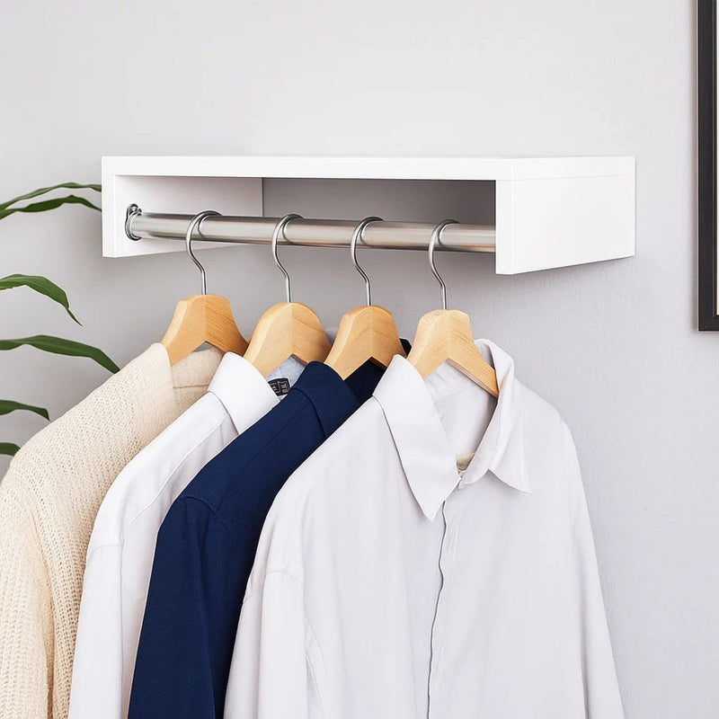 Kit 2 Cabideiro Arara de Parede para Roupas 60cm Madeira MDF Guarda Roupa Closet Loja