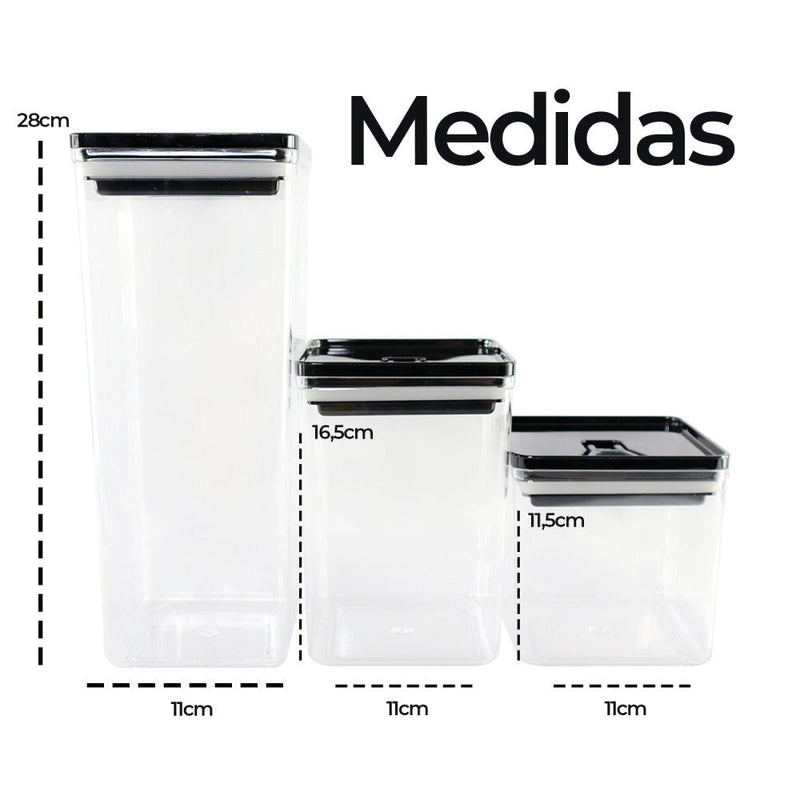 Kit Organizador Hermético Dubai Preto 5 Litros - Presente Park