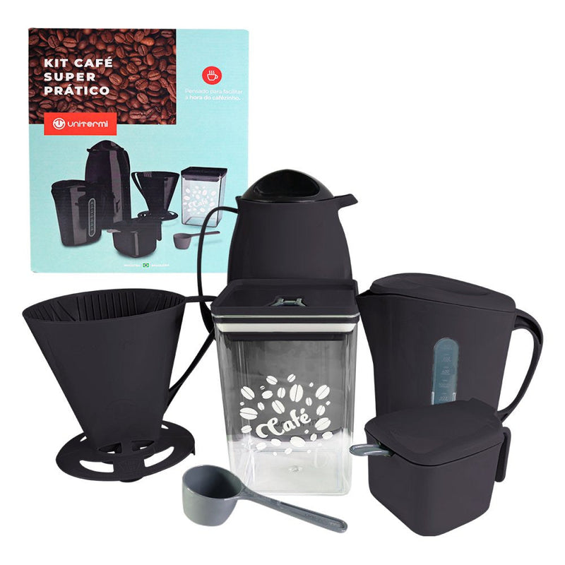 Kit Café Super Prático com 6 Peças Preto - Presente Park
