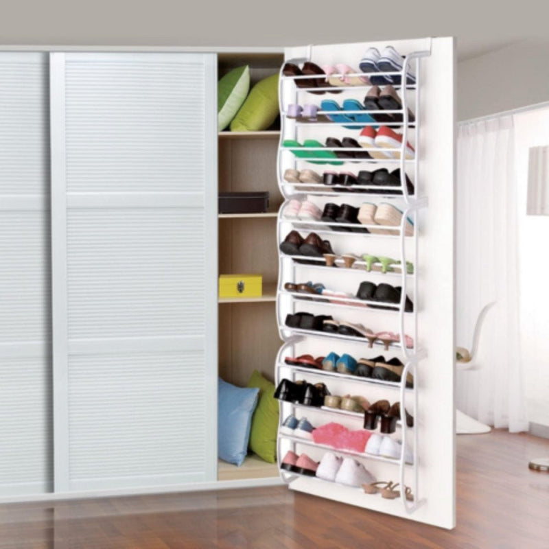 Sapateira Vertical de Parede e Porta para 36 Pares Branca - Presente Park