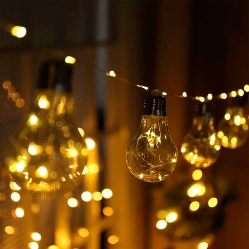 Cordão Varal Fio de Fada com 10 Lampadas Led 3M Pisca Pisca USB Pilha Natal Casamentos Festas