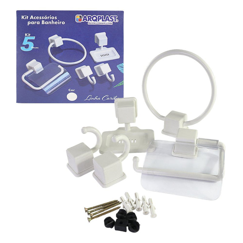 Kit Acessórios de Banheiro com 5 Peças Branco - Presente Park