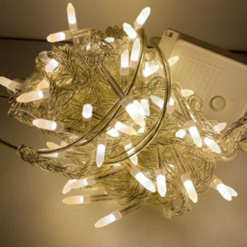 Cordão Pisca Pisca Led 100 Lampadas Leitosas 10M 8 Modos Iluminação Natal Casamentos Festas