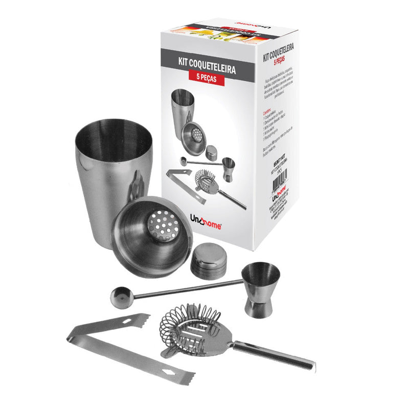 Kit Bar 5pçs Coqueteleira Profissional Aço Inox 550ml Caipirinha - Presente Park
