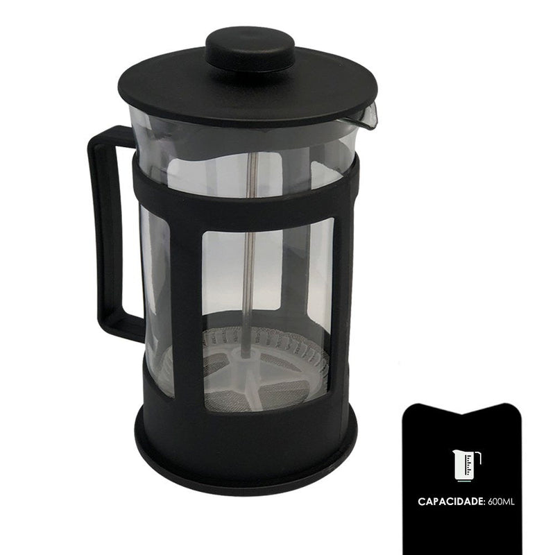Cafeteira Prensa Francesa Cremeira Café Leite Chá 600ml - Presente Park